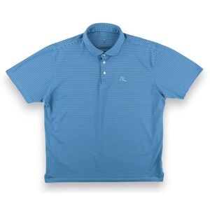 Rhoback Performance Golf Polo Shirt Mens XL Blue Green Striped Short Sleeve Mesh